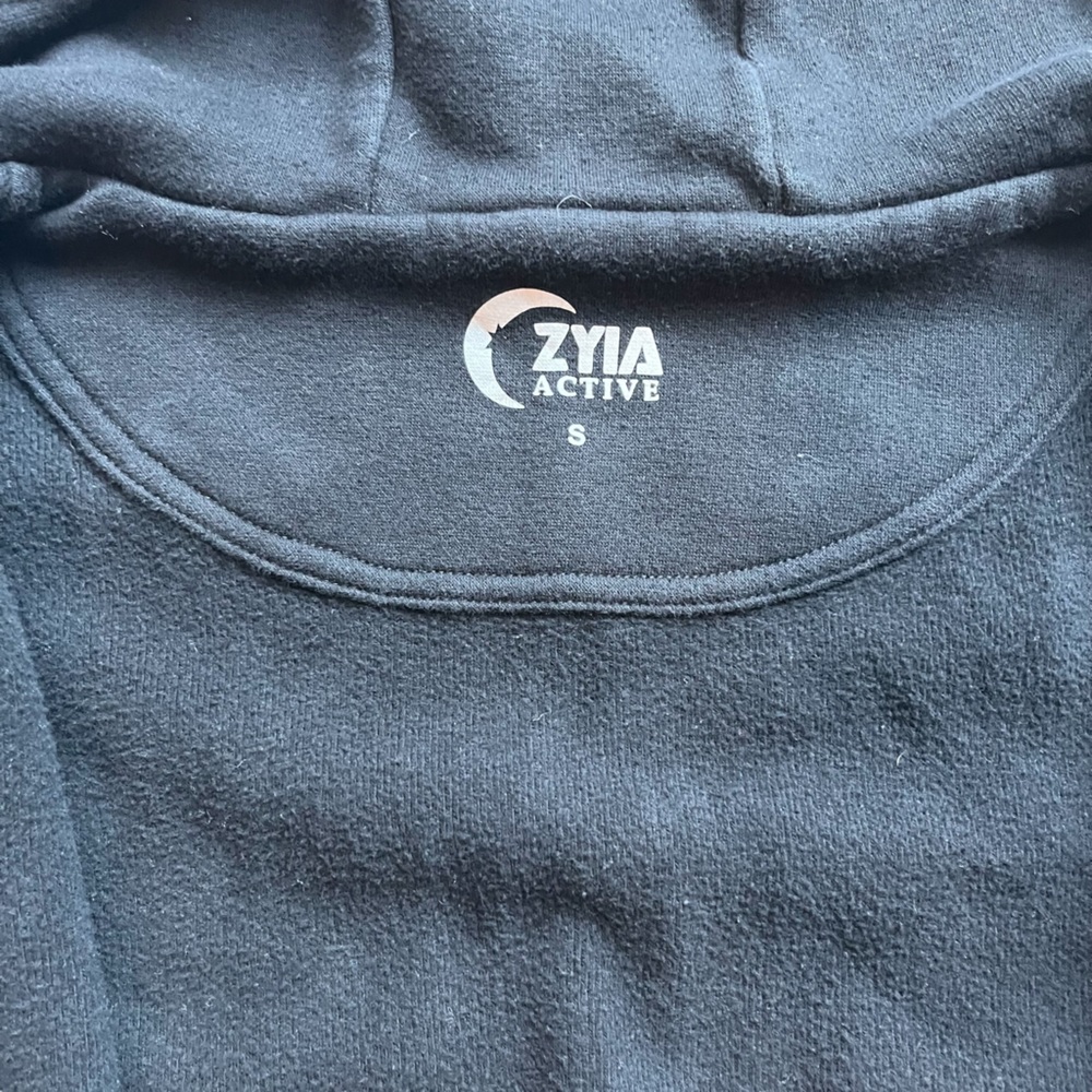 Zyia Active Women’s Fleece Hoodie Full Zip Black 3/4 Sleeve Sweatshirt Black S - Picture 3 of 10